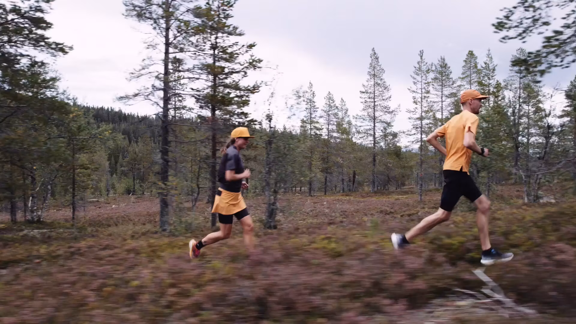 Happy people running in group